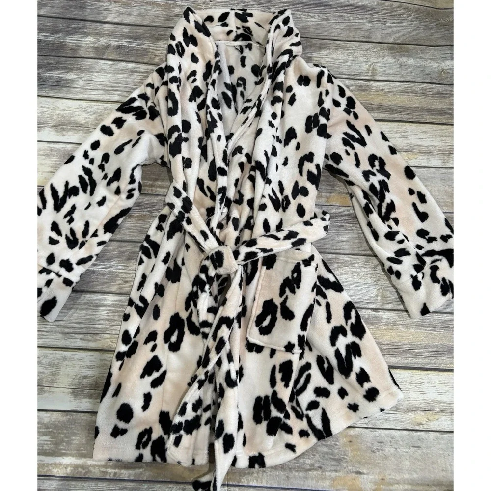 SOMA Wildest Dreams‎ Short Plush Animal Print Tie Bathrobe Size L/XL Gorgeous